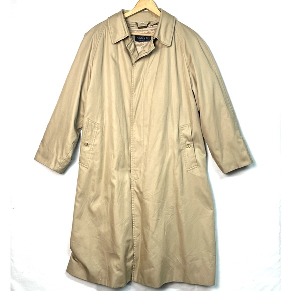 Sanyo Tokyo New York VTG Khaki Trenchcoat Jacket Size L Wool Lined‎